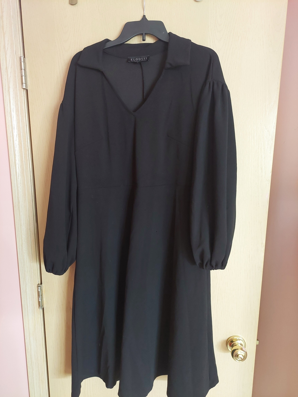 Eloquii Black V-Neck Long Sleeve Dress